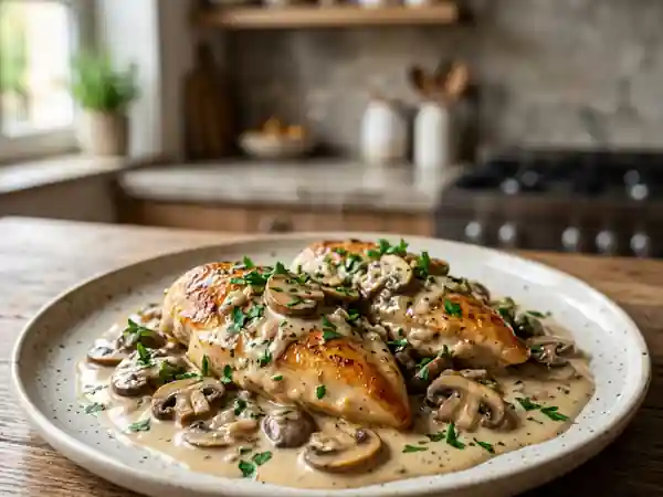 Poulet Fondant à la Crème et Champignons - Photo de présentation