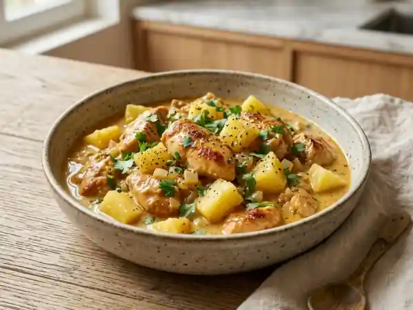Poulet crémeux coco ananas : recette exotique facile et savoureuse - Photo de présentation