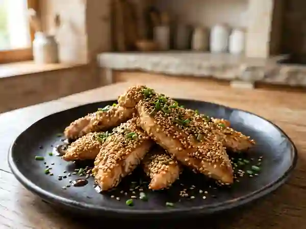 Poulet croustillant au sésame et miel - Photo de présentation