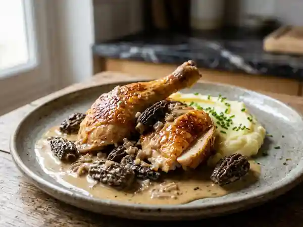 Poulet de Bresse aux morilles et vin jaune - Photo de présentation