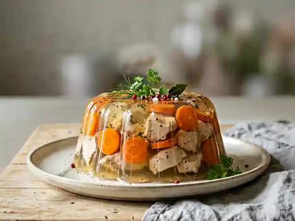 Aspic de poulet fondant aux aromates - Photo de présentation