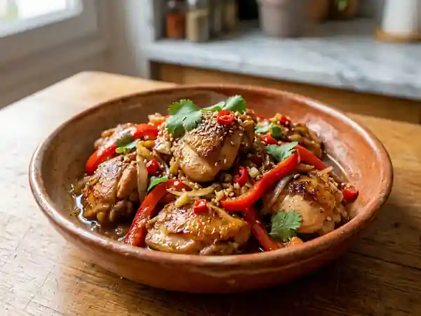 Poulet explosif aux épices et légumes croquants - Photo de présentation