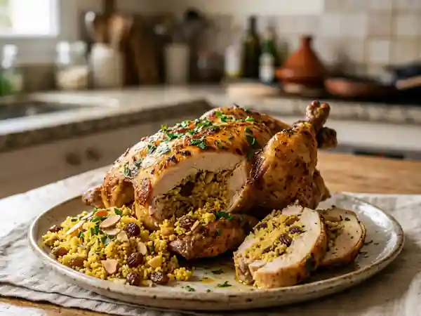 Poulet Farci à la Semoule à la Marocaine : Recette Authentique et Savoureuse - Photo de présentation