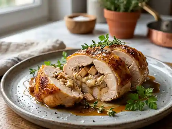 Poulet farci au foie gras fondant - Photo de présentation