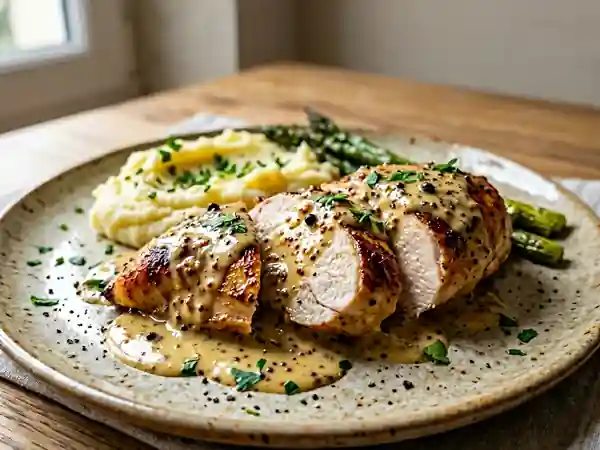 Poulet doré au miel et moutarde crémeuse - Photo de présentation