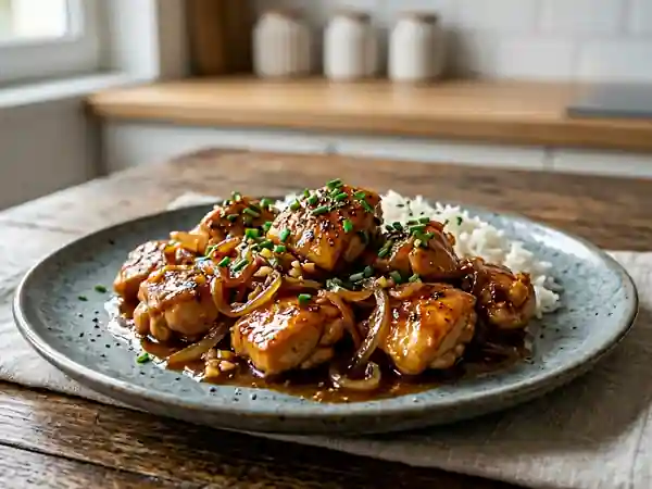 Poulet fondant à la moutarde et sauce soja - Photo de présentation