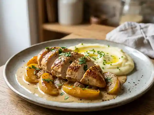 Poulet crémeux au cidre et pommes fondantes - Photo de présentation
