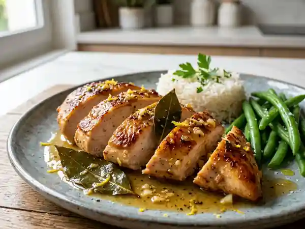 Poulet fondant au citron et laurier : recette savoureuse et parfumée - Photo de présentation