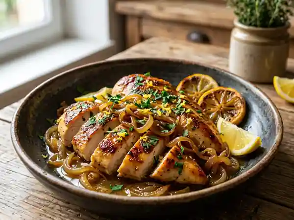 Poulet acidulé aux oignons fondants - Photo de présentation