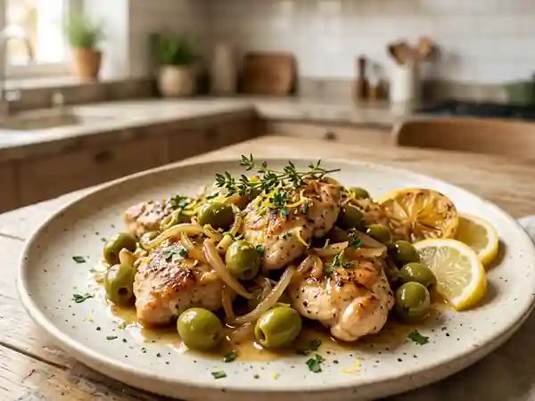Poulet fondant au citron et olives vertes - Photo de présentation