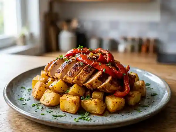 Poulet au paprika et pommes de terre rôties - Photo de présentation