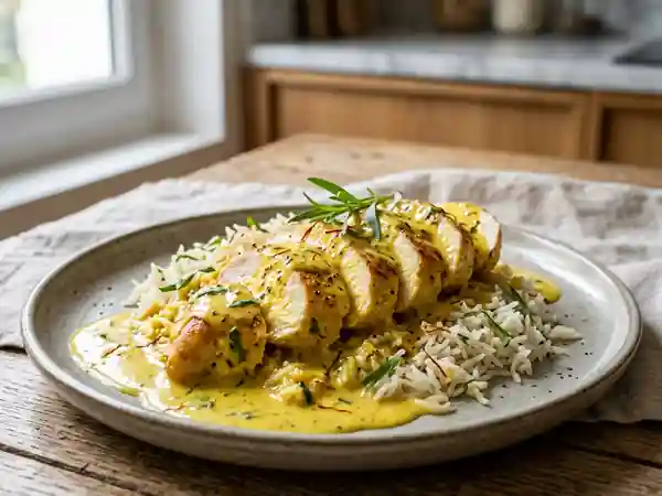 Poulet Crémeux au Safran et Estragon Frais - Photo de présentation