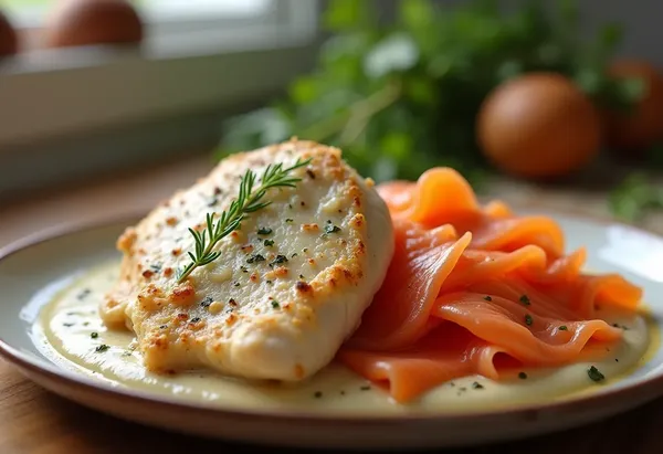 Poulet fondant au saumon fumé et sa sauce onctueuse