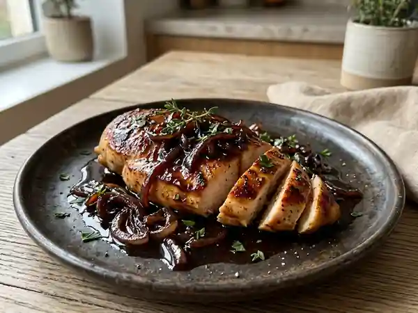 Poulet caramélisé au balsamique et échalotes - Photo de présentation