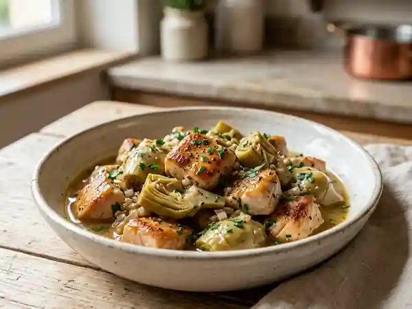 Poulet fondant aux cœurs d'artichauts - Photo de présentation