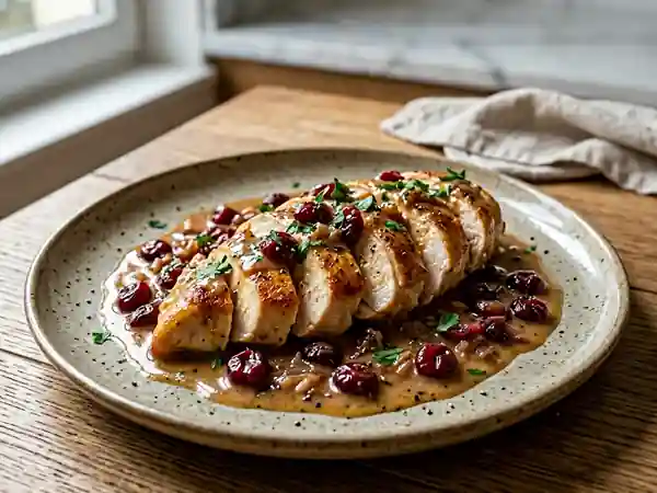 Poulet crémeux aux cranberries acidulées - Photo de présentation