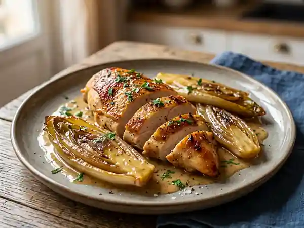 Poulet fondant aux endives caramélisées - Photo de présentation
