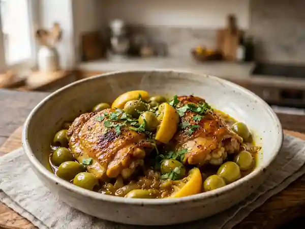 Poulet fondant aux olives et citrons confits - Photo de présentation