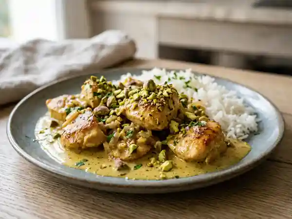 Poulet fondant aux pistaches et épices douces - Photo de présentation