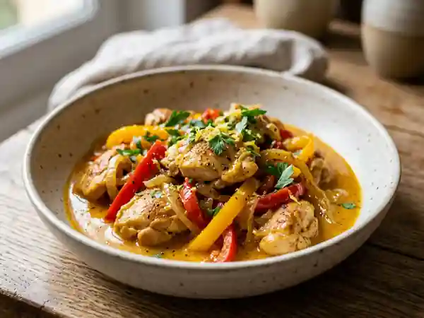 Poulet Saffrané aux Poivrons Fondants - Photo de présentation