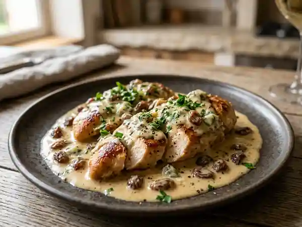 Poulet crémeux au Roquefort et raisins fondants - Photo de présentation