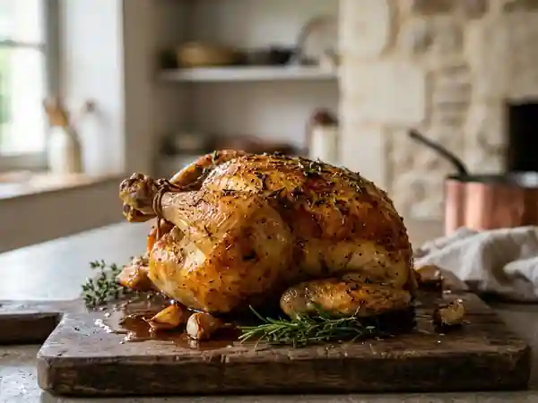 Poulet gascon rôti à l'ail et au thym - Photo de présentation
