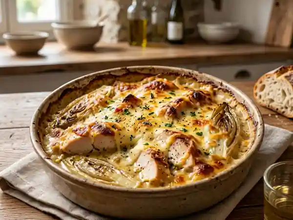 Poulet gratiné aux endives : recette savoureuse et facile - Photo de présentation