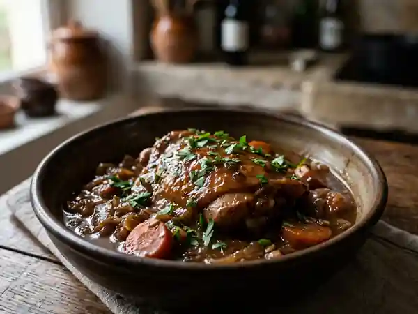 Poulet fondant mijoté à la bière brune - Photo de présentation