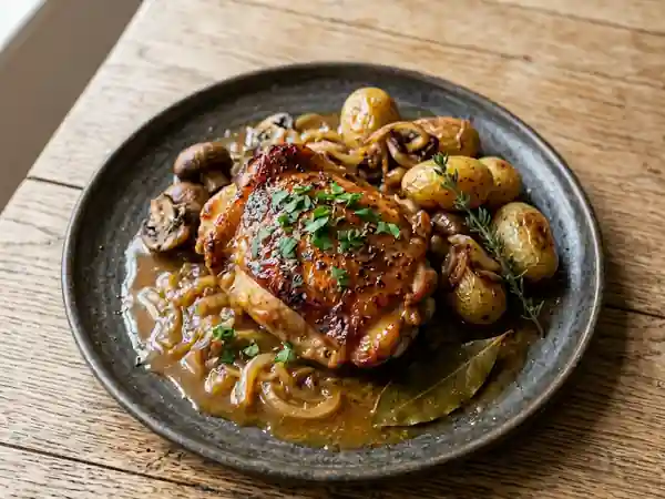 Poulet fondant braisé à la bière blonde - Photo de présentation