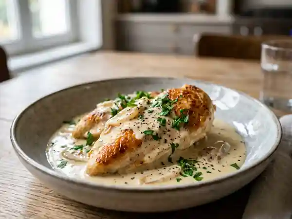 Poulet Fondant au Riesling et Crème - Photo de présentation