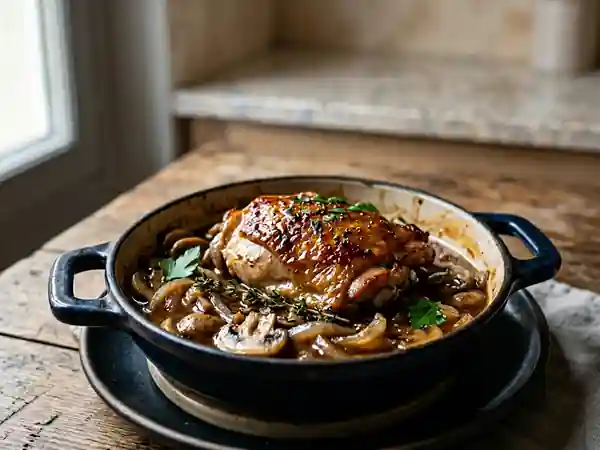 Poulet fondant au Porto et champignons - Photo de présentation