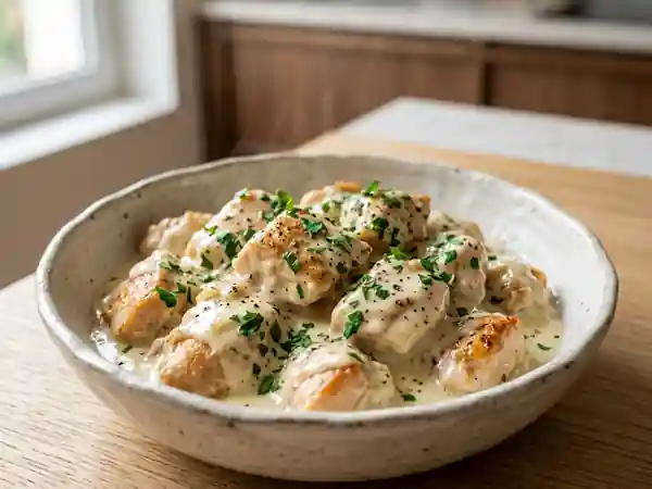 Poulet onctueux au fromage blanc et persillade - Photo de présentation