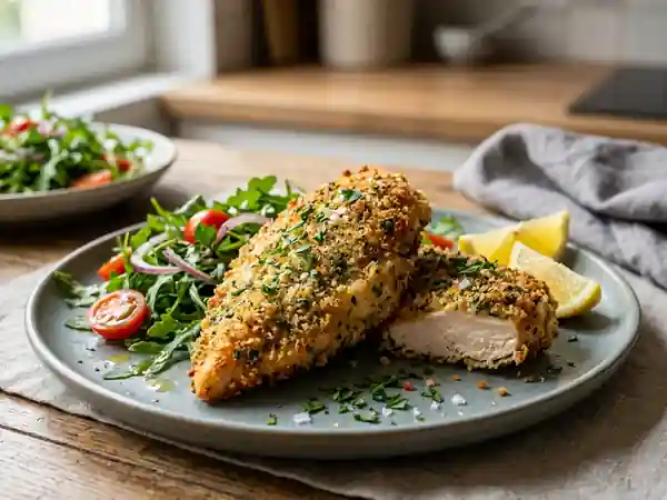 Poulet pané aux herbes croustillant et savoureux - Photo de présentation