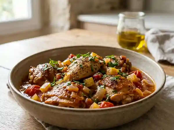 Poulet fondant aux citrons confits et herbes - Photo de présentation