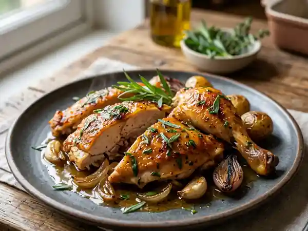 Poulet à l'estragon au beurre d'ail fondant - Photo de présentation