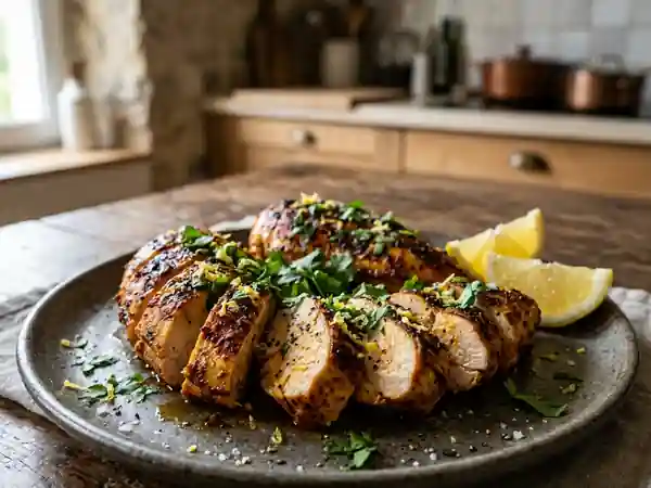 Poulet rôti aux épices savoureuses au four - Photo de présentation