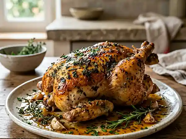 Poulet rôti aux herbes fraîches : recette savoureuse et facile - Photo de présentation