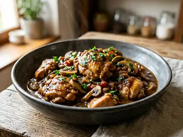 Poulet sauté chasseur aux champignons - Photo de présentation