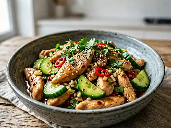 Poulet Sauté au Concombre Frais et Épicé - Photo de présentation