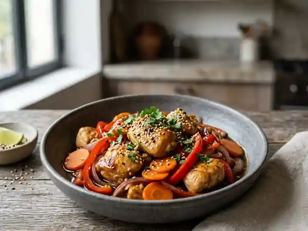 Poulet sauté aux légumes croquants : recette rapide et savoureuse - Photo de présentation