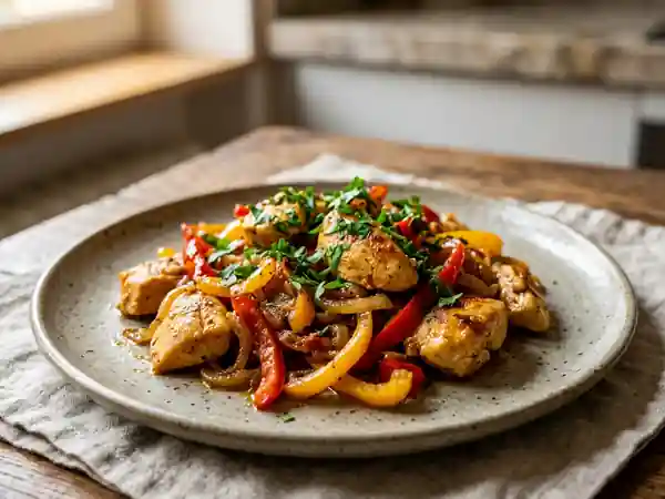Émincé de poulet fondant aux poivrons - Photo de présentation