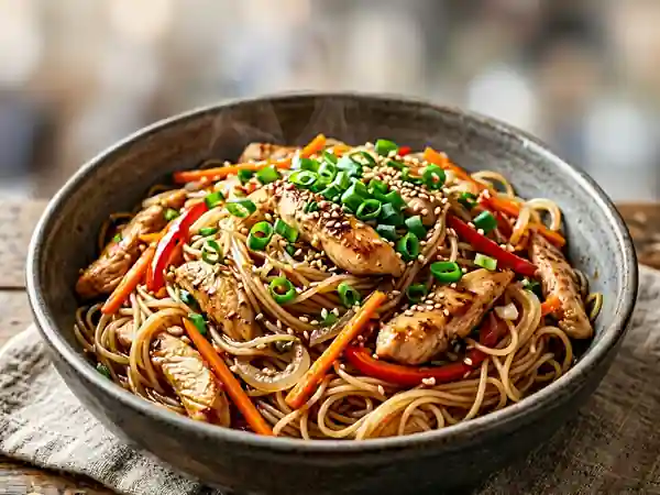 Wok de poulet et vermicelles fondants - Photo de présentation