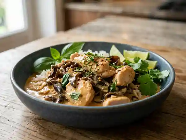 Poulet Coco Thaï au Basilic et Champignons - Photo de présentation