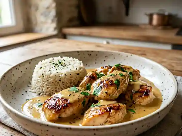 Poulet fondant sauce miel et crème - Photo de présentation
