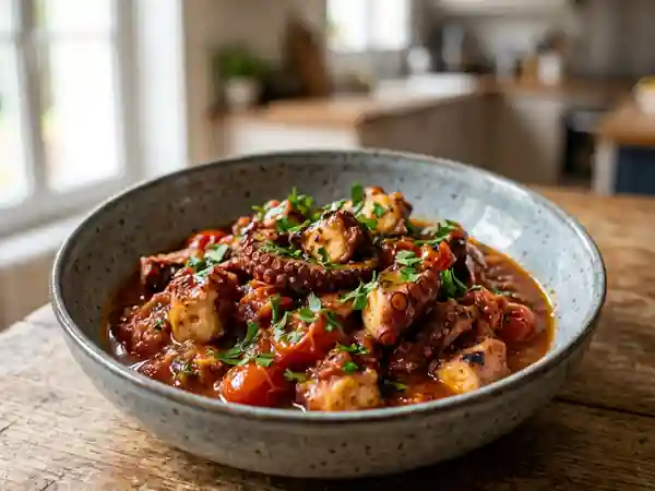 Poulpe à la sétoise fondant au vin blanc - Photo de présentation