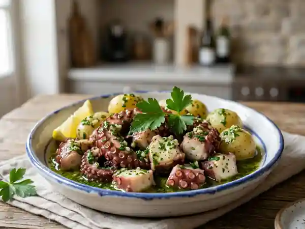 Poulpe tendre mijoté en sauce verte portugaise - Photo de présentation