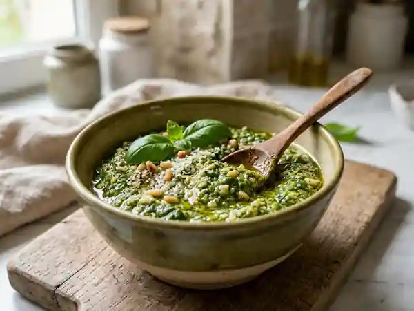 Préparation au basilic maison pour sublimer viandes, pâtes et plus - Photo de présentation