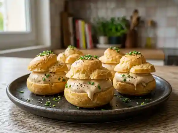 Choux craquants au duo de foies gras onctueux - Photo de présentation