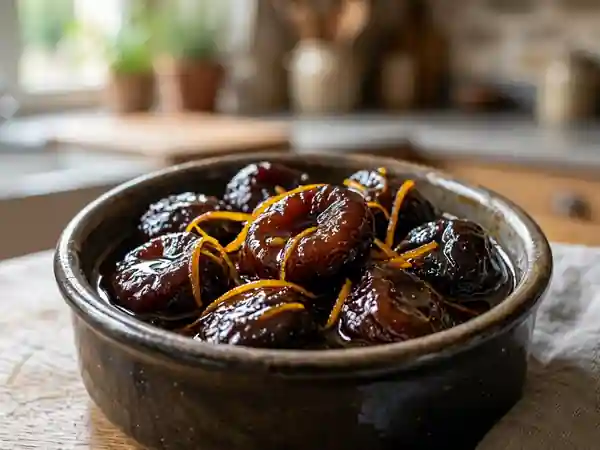 Pruneaux à l'Armagnac, sirop velouté à l'orange - Photo de présentation