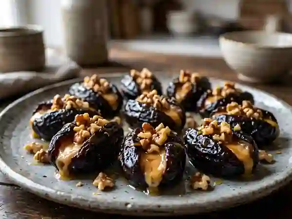 Pruneaux rôtis au Brunost caramélisé et miel - Photo de présentation